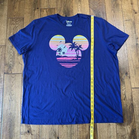 Disney Shirt Mickey Mouse Palm Tree Beach Blue Short Sleeve Mens XXL - Picture 3 of 5